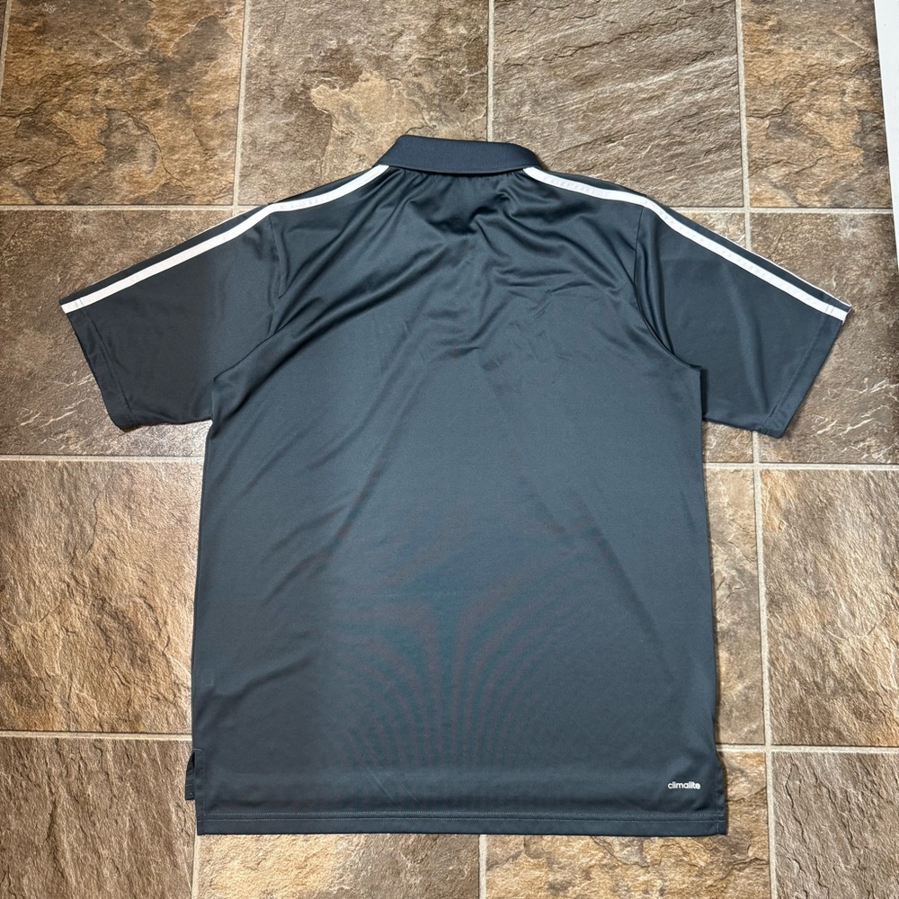adidas Black Polo with White Shoulder Stripes - Picture 11 of 12